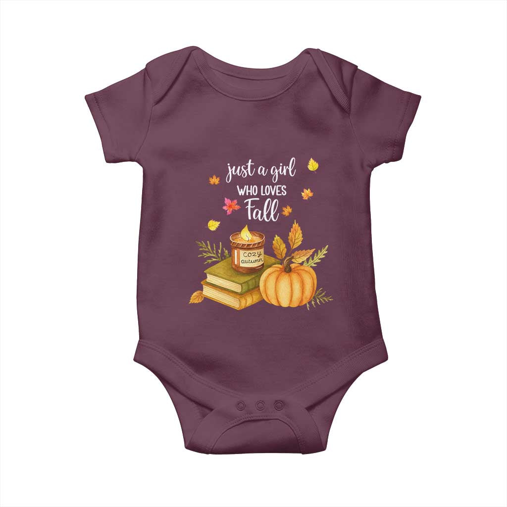 Just A Girl Who Loves Fall Baby Onesie Cozy Autumn Season - Wonder Print Shop