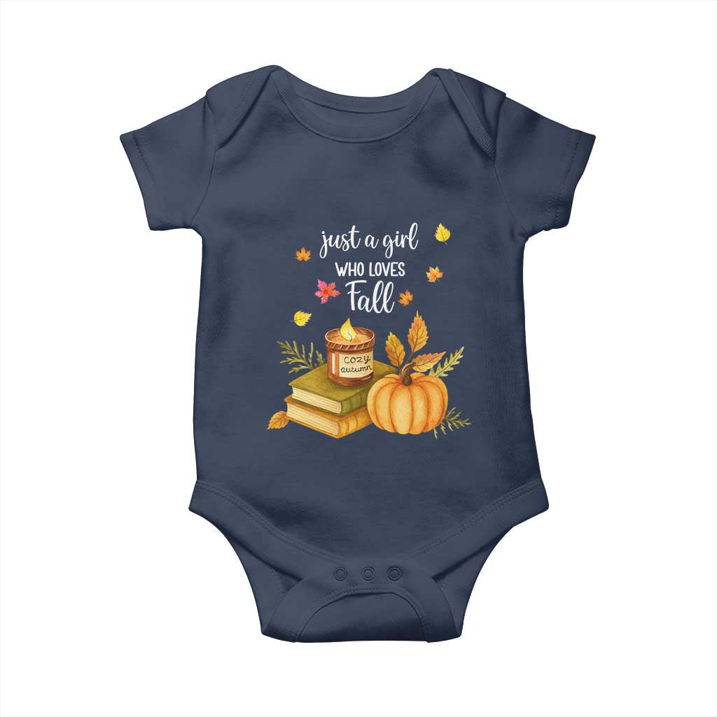 Just A Girl Who Loves Fall Baby Onesie Cozy Autumn Season - Wonder Print Shop