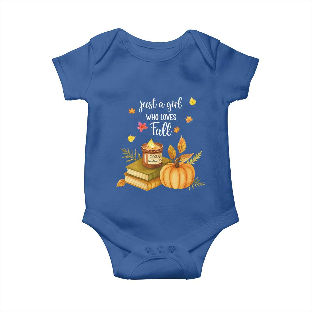 Just A Girl Who Loves Fall Baby Onesie Cozy Autumn Season - Wonder Print Shop