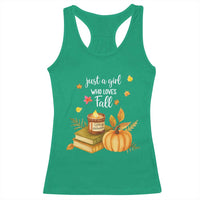 Just A Girl Who Loves Fall Racerback Tank Top Cozy Autumn Season - Wonder Print Shop