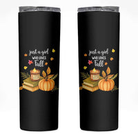 Just A Girl Who Loves Fall Skinny Tumbler Cozy Autumn Season - Wonder Print Shop