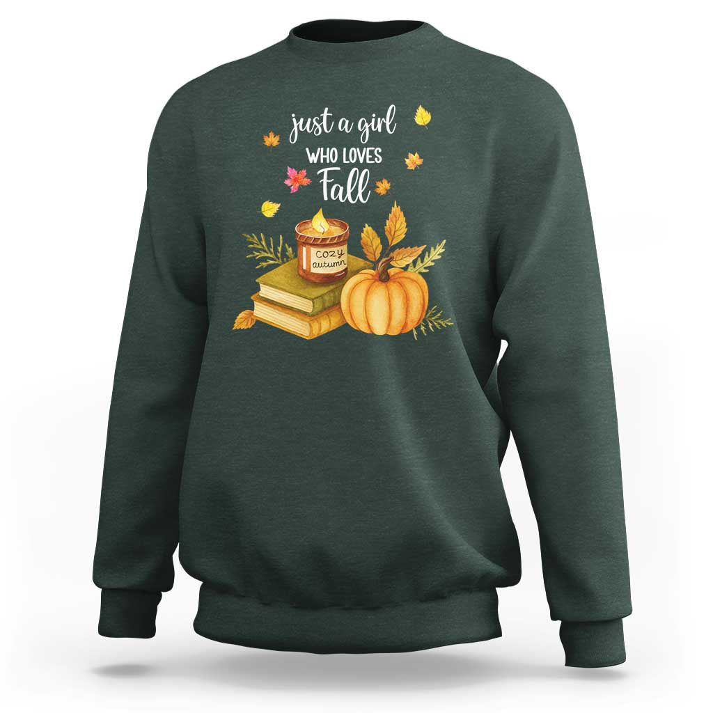 Just A Girl Who Loves Fall Sweatshirt Cozy Autumn Season - Wonder Print Shop