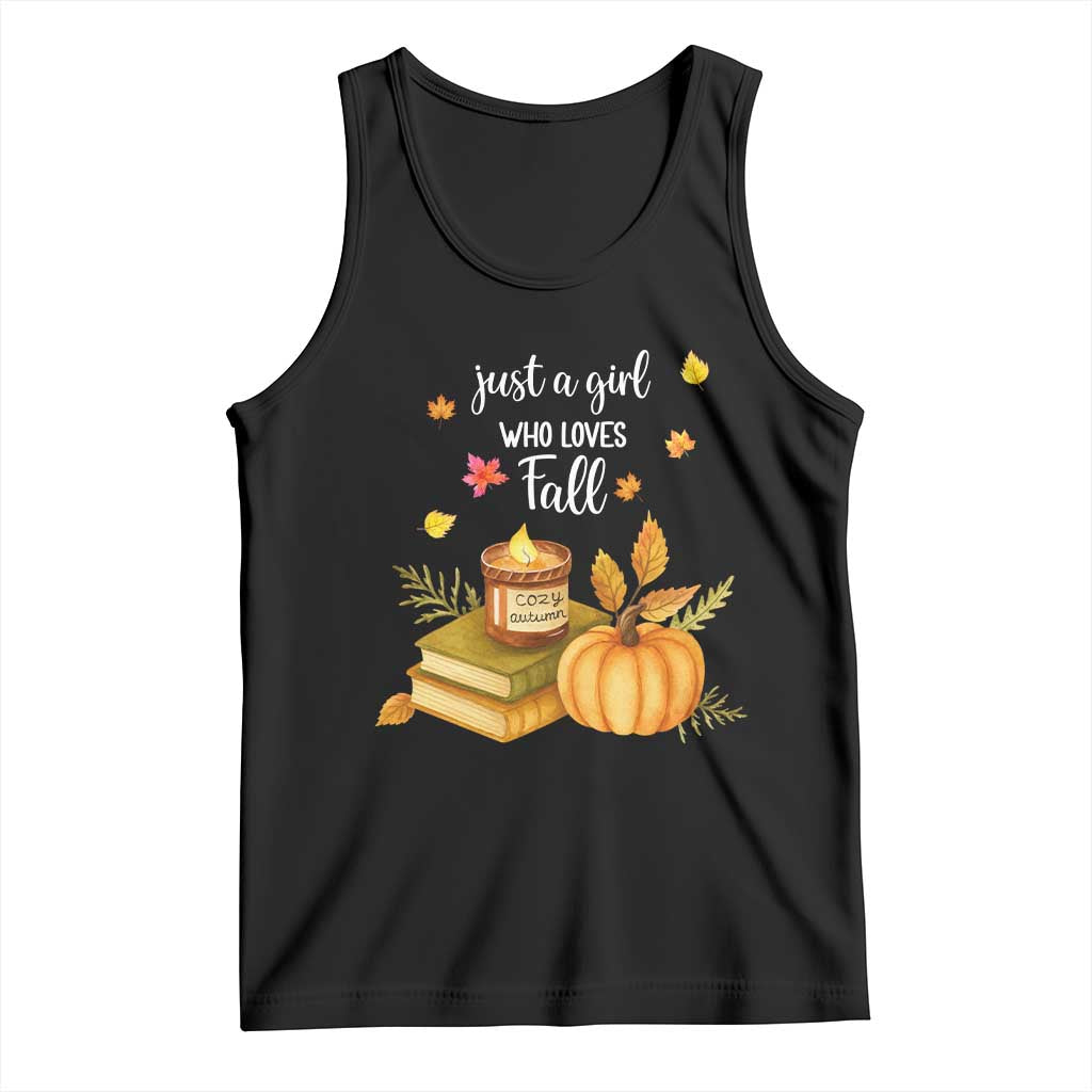 Just A Girl Who Loves Fall Tank Top Cozy Autumn Season - Wonder Print Shop