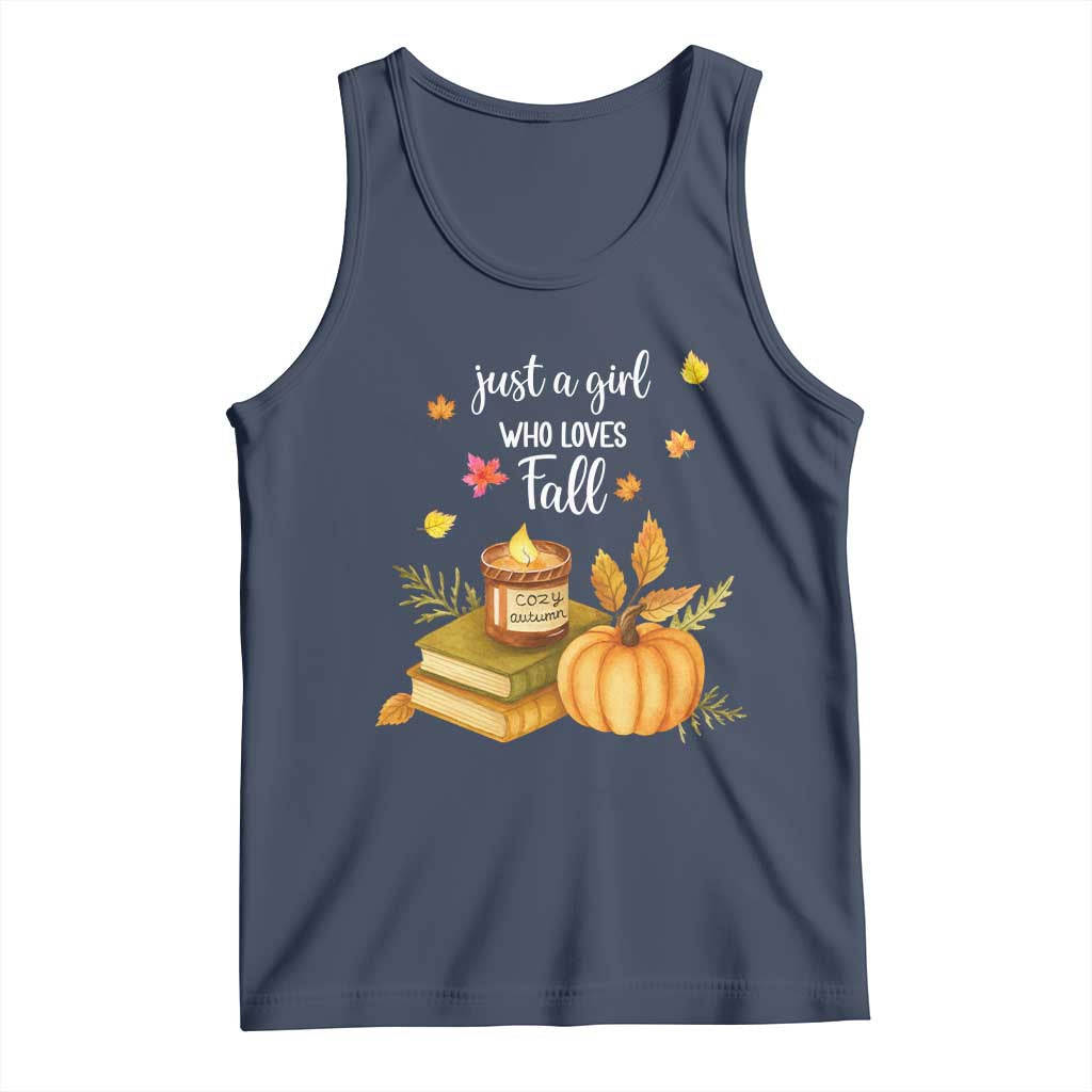Just A Girl Who Loves Fall Tank Top Cozy Autumn Season - Wonder Print Shop