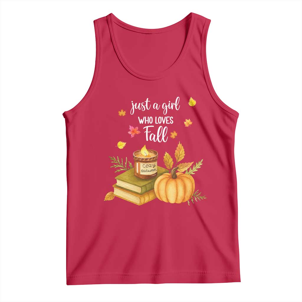 Just A Girl Who Loves Fall Tank Top Cozy Autumn Season - Wonder Print Shop