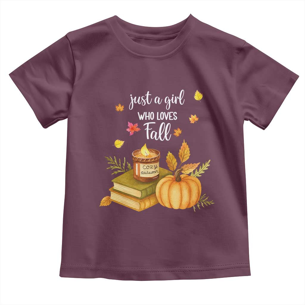 Just A Girl Who Loves Fall Toddler T Shirt Cozy Autumn Season - Wonder Print Shop