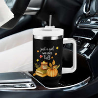 Just A Girl Who Loves Fall Tumbler With Handle Cozy Autumn Season - Wonder Print Shop