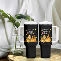 Just A Girl Who Loves Fall Tumbler With Handle Cozy Autumn Season - Wonder Print Shop