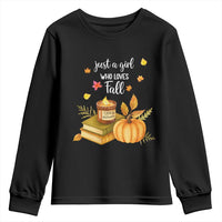 Just A Girl Who Loves Fall Youth Sweatshirt Cozy Autumn Season - Wonder Print Shop