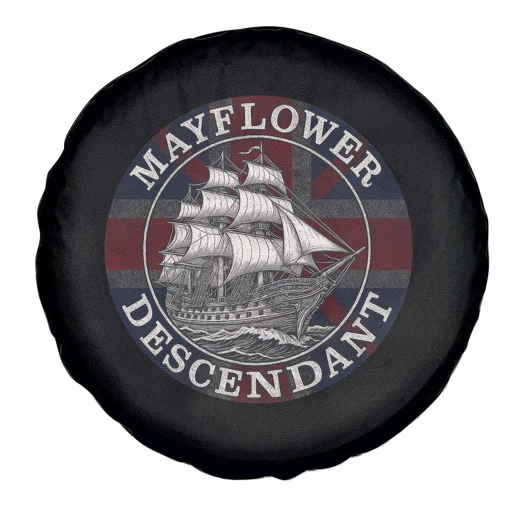 Mayflower Descendant Spare Tire Cover Pilgrim Fathers Thanksgiving History - Wonder Print Shop