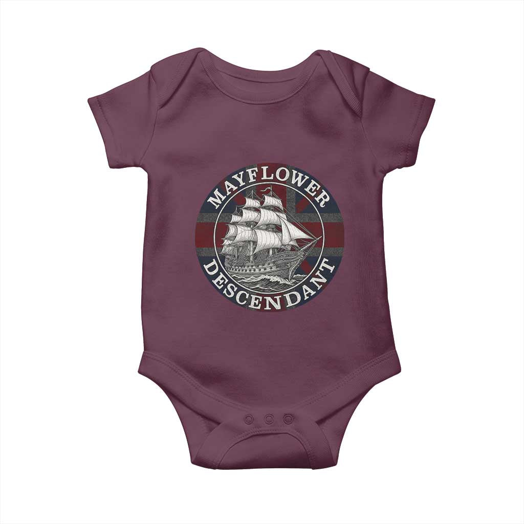 Mayflower Descendant Baby Onesie Pilgrim Fathers Thanksgiving History - Wonder Print Shop