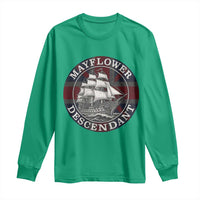 Mayflower Descendant Long Sleeve Shirt Pilgrim Fathers Thanksgiving History - Wonder Print Shop
