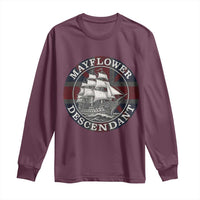 Mayflower Descendant Long Sleeve Shirt Pilgrim Fathers Thanksgiving History - Wonder Print Shop