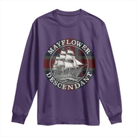 Mayflower Descendant Long Sleeve Shirt Pilgrim Fathers Thanksgiving History - Wonder Print Shop