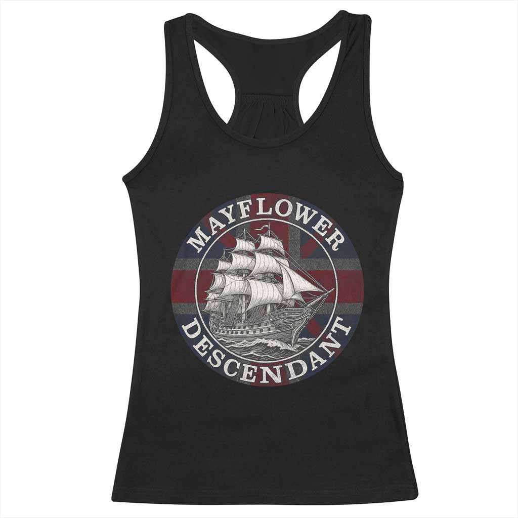 Mayflower Descendant Racerback Tank Top Pilgrim Fathers Thanksgiving History - Wonder Print Shop