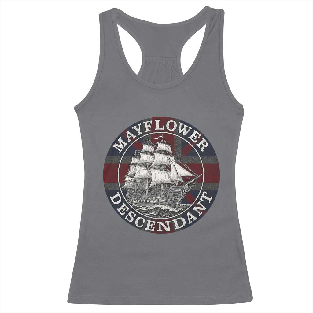 Mayflower Descendant Racerback Tank Top Pilgrim Fathers Thanksgiving History - Wonder Print Shop