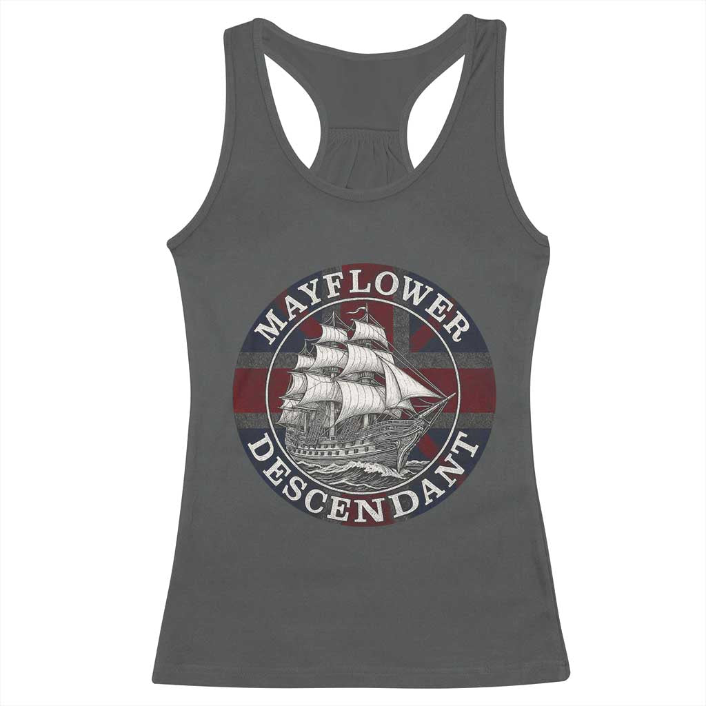 Mayflower Descendant Racerback Tank Top Pilgrim Fathers Thanksgiving History - Wonder Print Shop