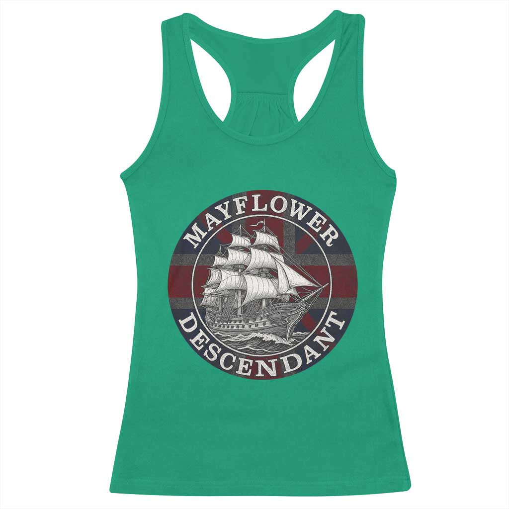 Mayflower Descendant Racerback Tank Top Pilgrim Fathers Thanksgiving History - Wonder Print Shop