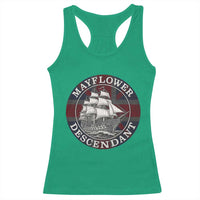 Mayflower Descendant Racerback Tank Top Pilgrim Fathers Thanksgiving History - Wonder Print Shop