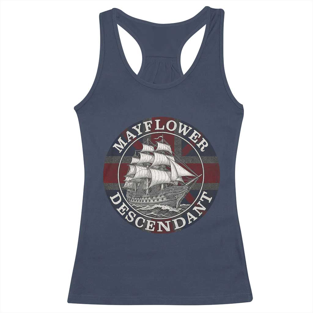 Mayflower Descendant Racerback Tank Top Pilgrim Fathers Thanksgiving History - Wonder Print Shop