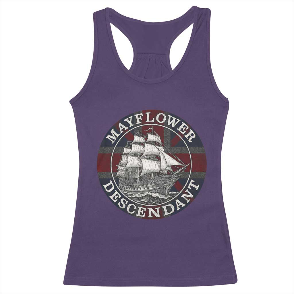 Mayflower Descendant Racerback Tank Top Pilgrim Fathers Thanksgiving History - Wonder Print Shop