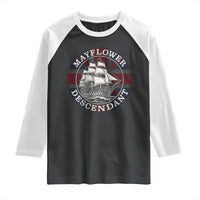 Mayflower Descendant Raglan Shirt Pilgrim Fathers Thanksgiving History - Wonder Print Shop