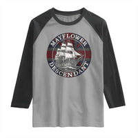 Mayflower Descendant Raglan Shirt Pilgrim Fathers Thanksgiving History - Wonder Print Shop