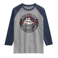Mayflower Descendant Raglan Shirt Pilgrim Fathers Thanksgiving History - Wonder Print Shop