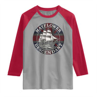 Mayflower Descendant Raglan Shirt Pilgrim Fathers Thanksgiving History - Wonder Print Shop