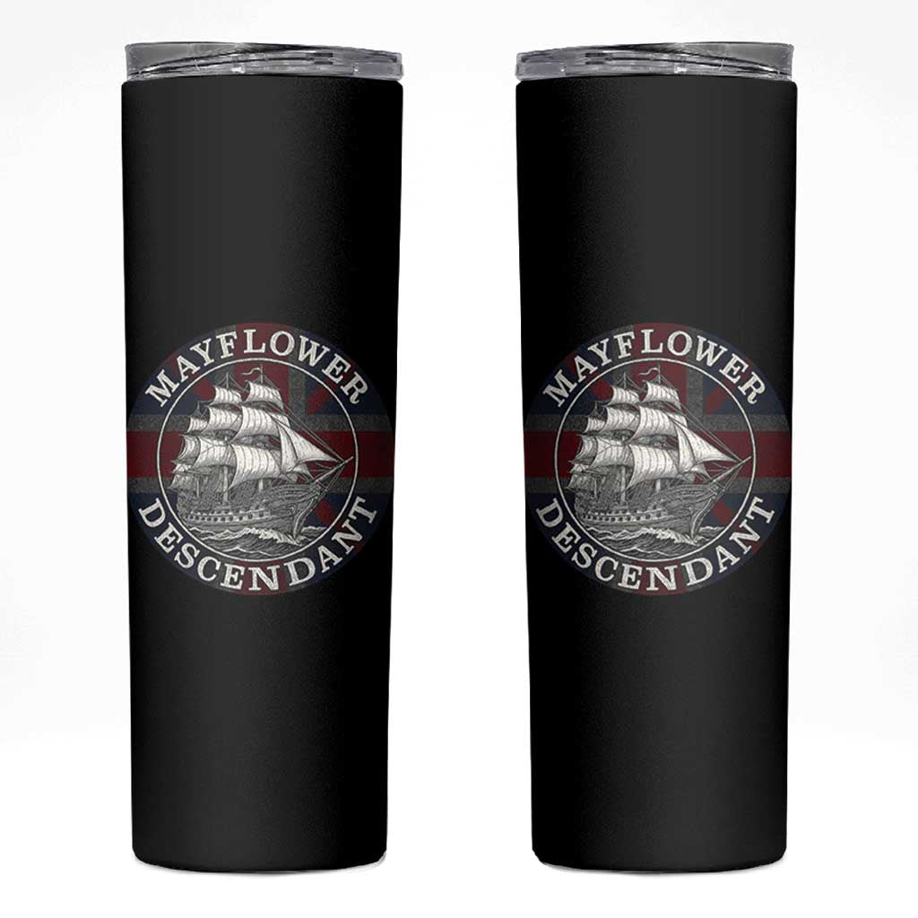 Mayflower Descendant Skinny Tumbler Pilgrim Fathers Thanksgiving History - Wonder Print Shop