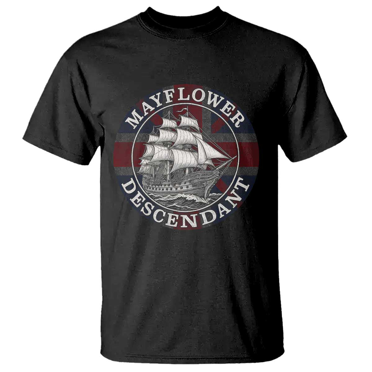 Mayflower Descendant T Shirt Pilgrim Fathers Thanksgiving History - Wonder Print Shop