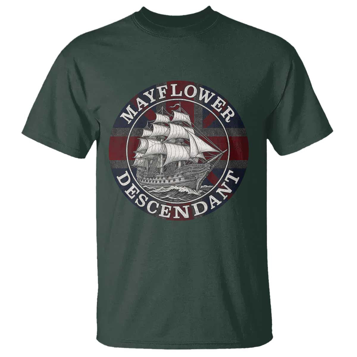Mayflower Descendant T Shirt Pilgrim Fathers Thanksgiving History - Wonder Print Shop