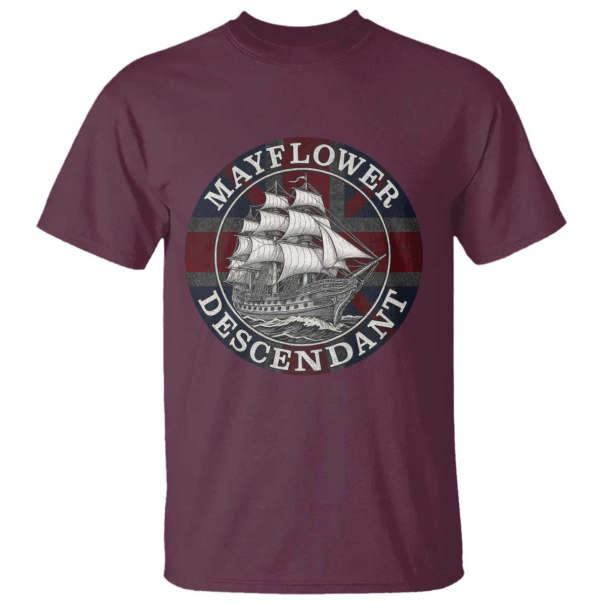 Mayflower Descendant T Shirt Pilgrim Fathers Thanksgiving History - Wonder Print Shop