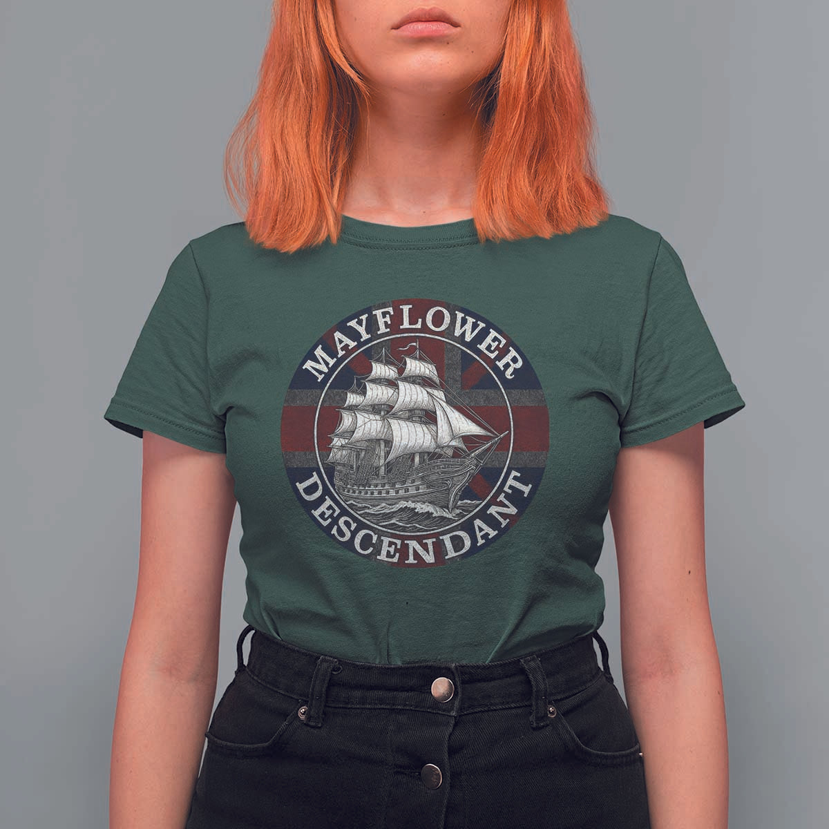 Mayflower Descendant T Shirt For Women Pilgrim Fathers Thanksgiving History - Wonder Print Shop