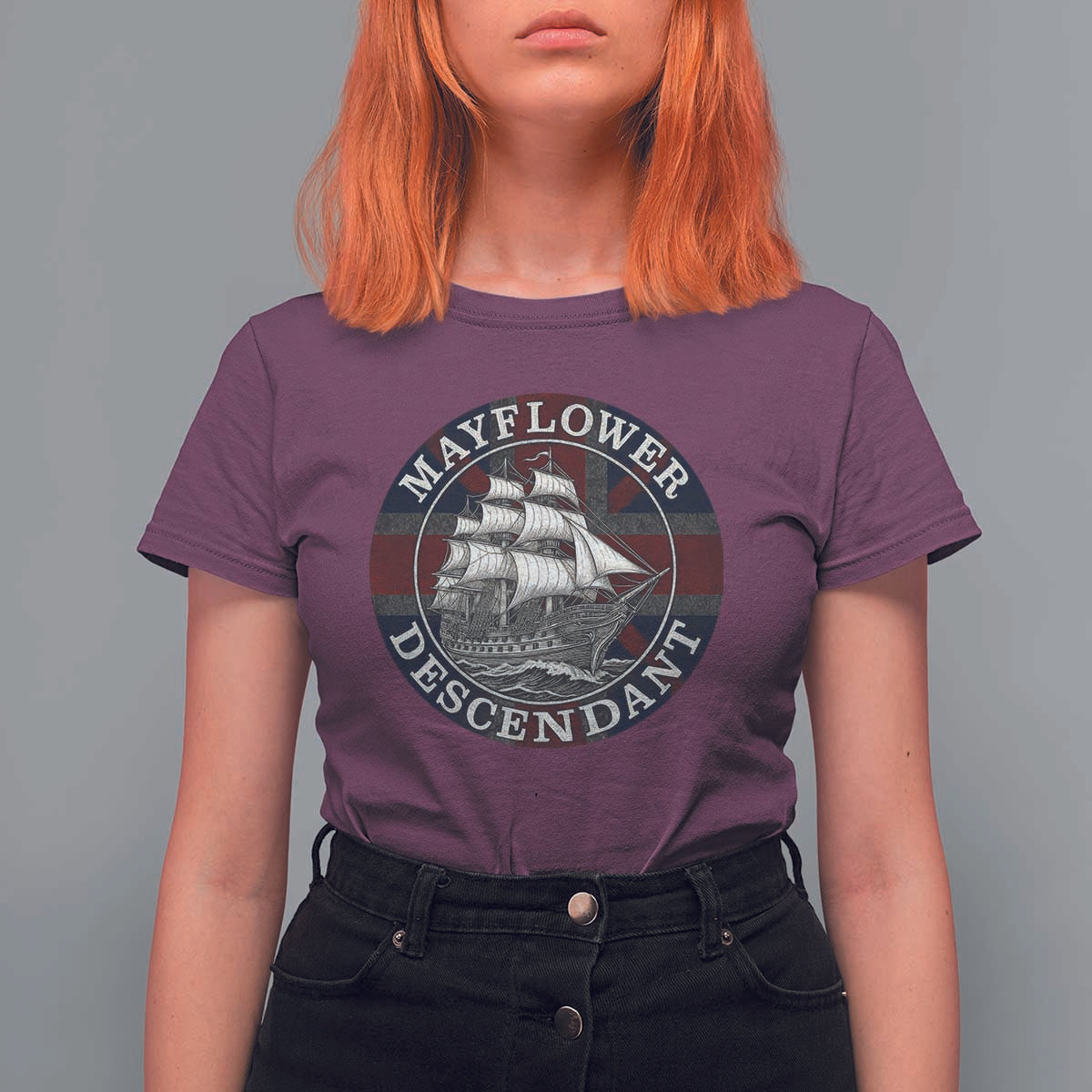 Mayflower Descendant T Shirt For Women Pilgrim Fathers Thanksgiving History - Wonder Print Shop