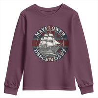 Mayflower Descendant Youth Sweatshirt Pilgrim Fathers Thanksgiving History - Wonder Print Shop