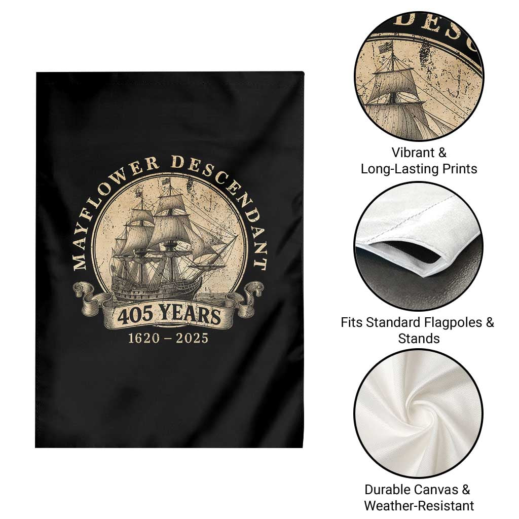 Mayflower Descendant Garden Flag 405 Years Pilgrim Fathers Thanksgiving History - Wonder Print Shop