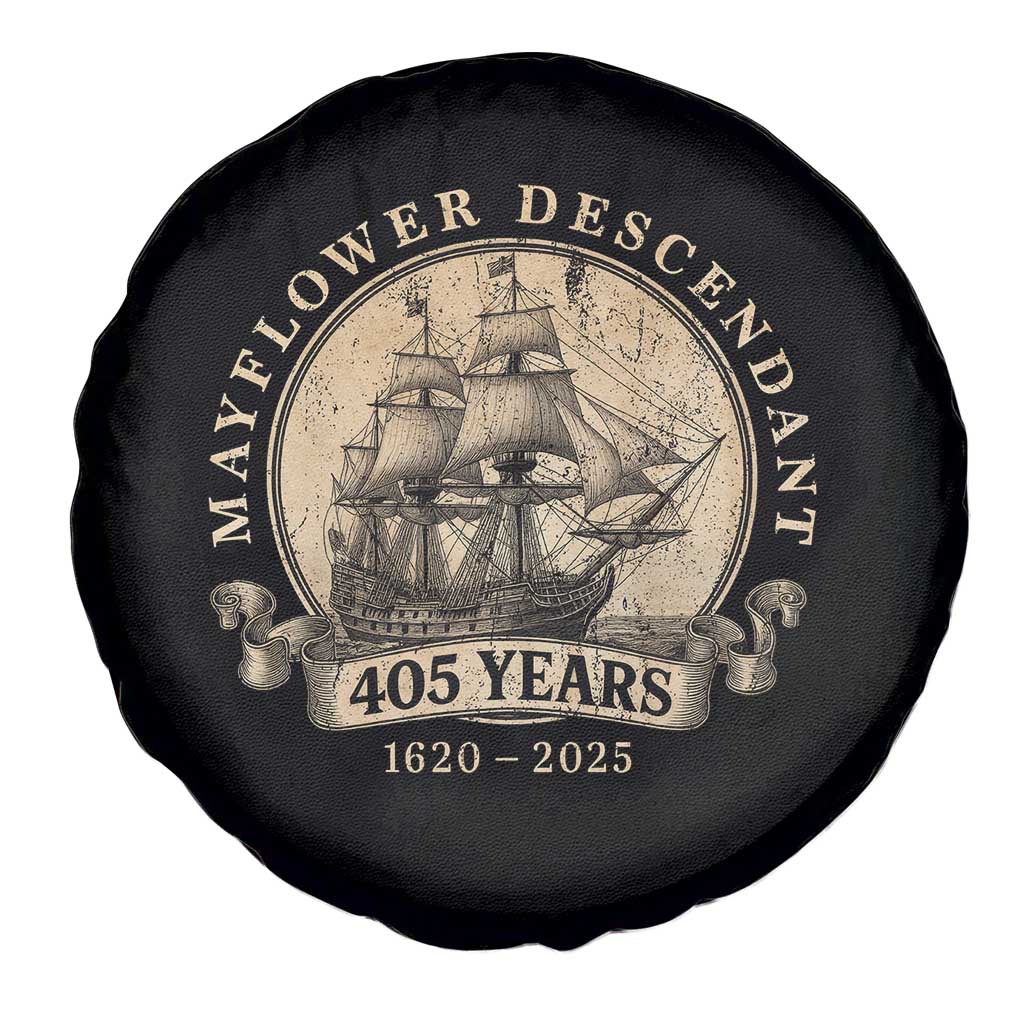 Mayflower Descendant Spare Tire Cover 405 Years Pilgrim Fathers Thanksgiving History - Wonder Print Shop