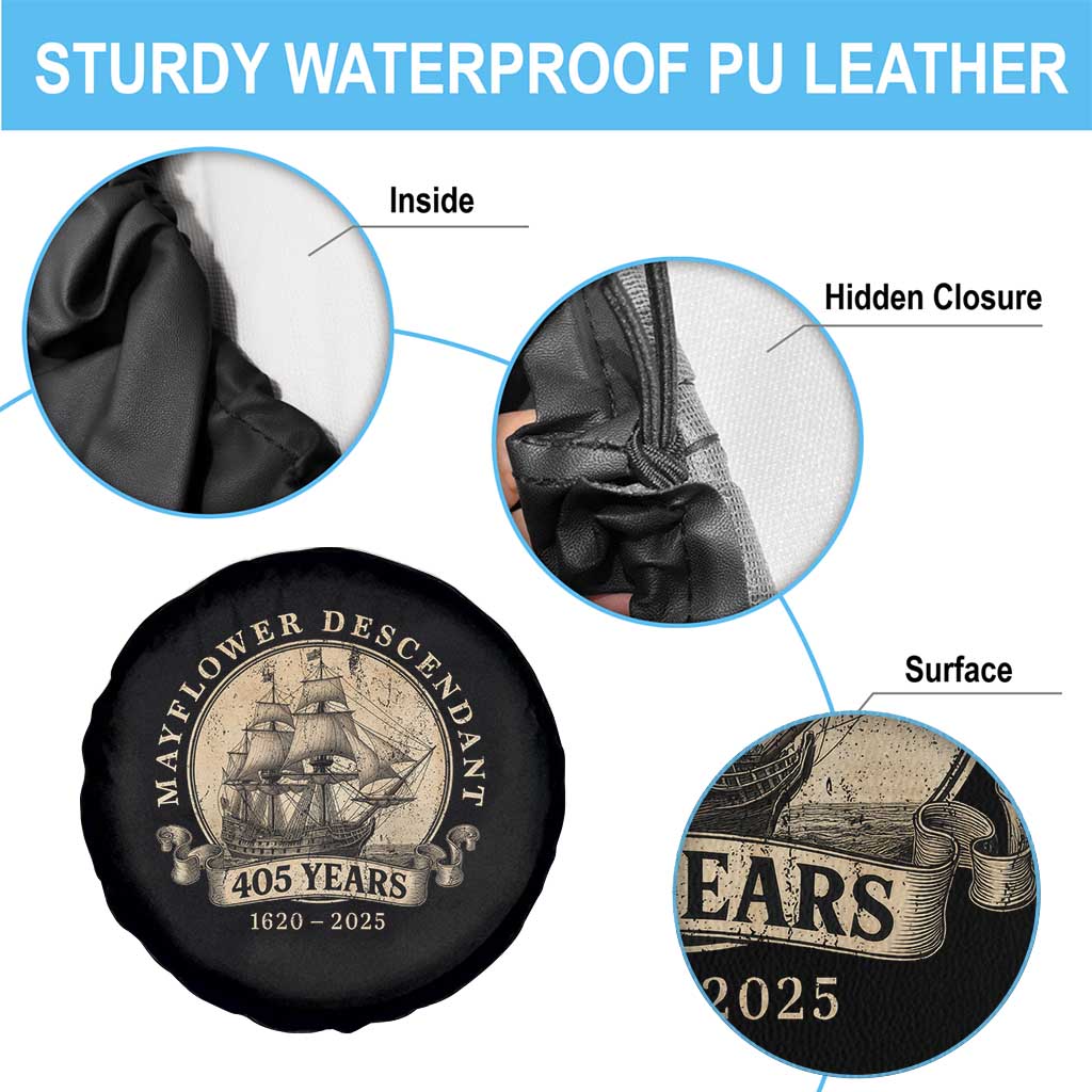 Mayflower Descendant Spare Tire Cover 405 Years Pilgrim Fathers Thanksgiving History - Wonder Print Shop
