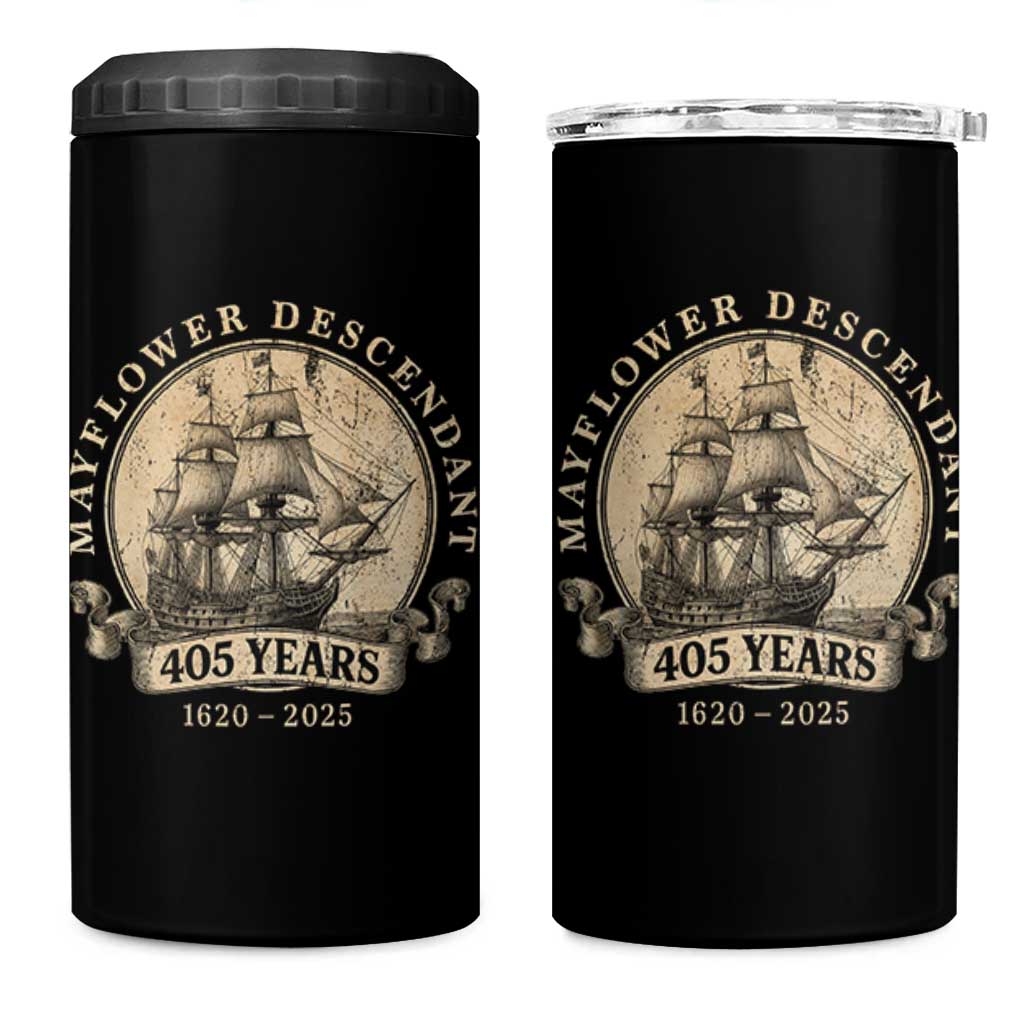 Mayflower Descendant 4 in 1 Can Cooler Tumbler 405 Years Pilgrim Fathers Thanksgiving History - Wonder Print Shop