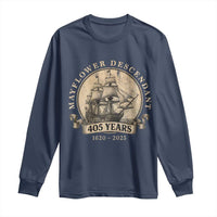 Mayflower Descendant Long Sleeve Shirt 405 Years Pilgrim Fathers Thanksgiving History - Wonder Print Shop