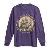 Mayflower Descendant Long Sleeve Shirt 405 Years Pilgrim Fathers Thanksgiving History - Wonder Print Shop