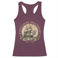 Mayflower Descendant Racerback Tank Top 405 Years Pilgrim Fathers Thanksgiving History - Wonder Print Shop