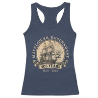 Mayflower Descendant Racerback Tank Top 405 Years Pilgrim Fathers Thanksgiving History - Wonder Print Shop