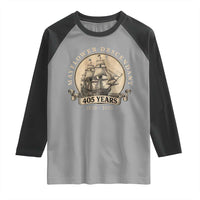 Mayflower Descendant Raglan Shirt 405 Years Pilgrim Fathers Thanksgiving History - Wonder Print Shop
