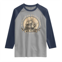 Mayflower Descendant Raglan Shirt 405 Years Pilgrim Fathers Thanksgiving History - Wonder Print Shop