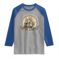 Mayflower Descendant Raglan Shirt 405 Years Pilgrim Fathers Thanksgiving History - Wonder Print Shop