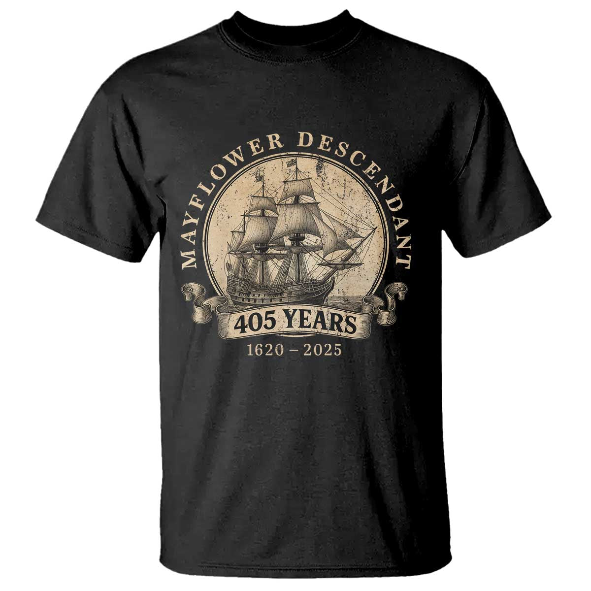 Mayflower Descendant T Shirt 405 Years Pilgrim Fathers Thanksgiving History - Wonder Print Shop