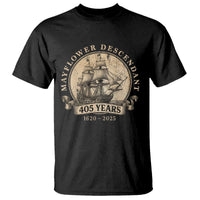 Mayflower Descendant T Shirt 405 Years Pilgrim Fathers Thanksgiving History - Wonder Print Shop