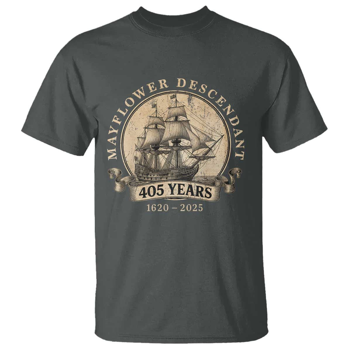 Mayflower Descendant T Shirt 405 Years Pilgrim Fathers Thanksgiving History - Wonder Print Shop